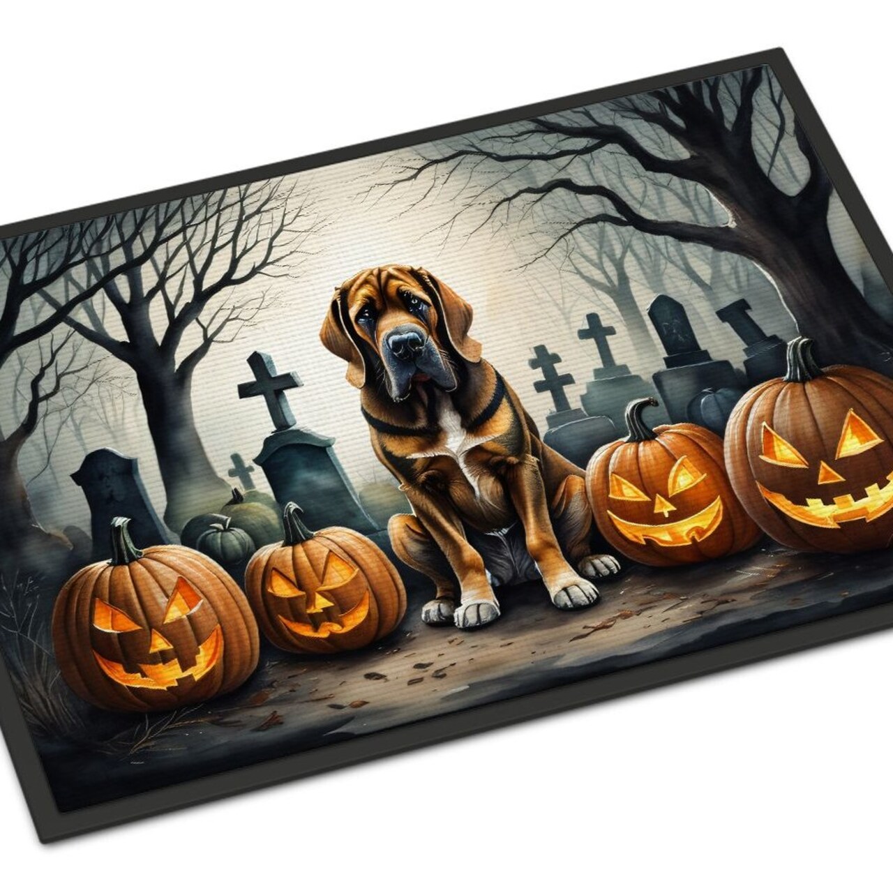 Edge Collections - 24" x 36" - Multicolor - Bloodhound Spooky Halloween Doormat Indoor Outdoor Rug - 1 Piece
